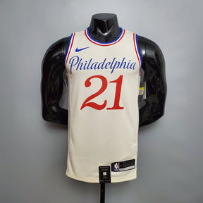 Regata NBA Philadelphia 76ers - Joel Embiid #21 Edição Limitada Bege